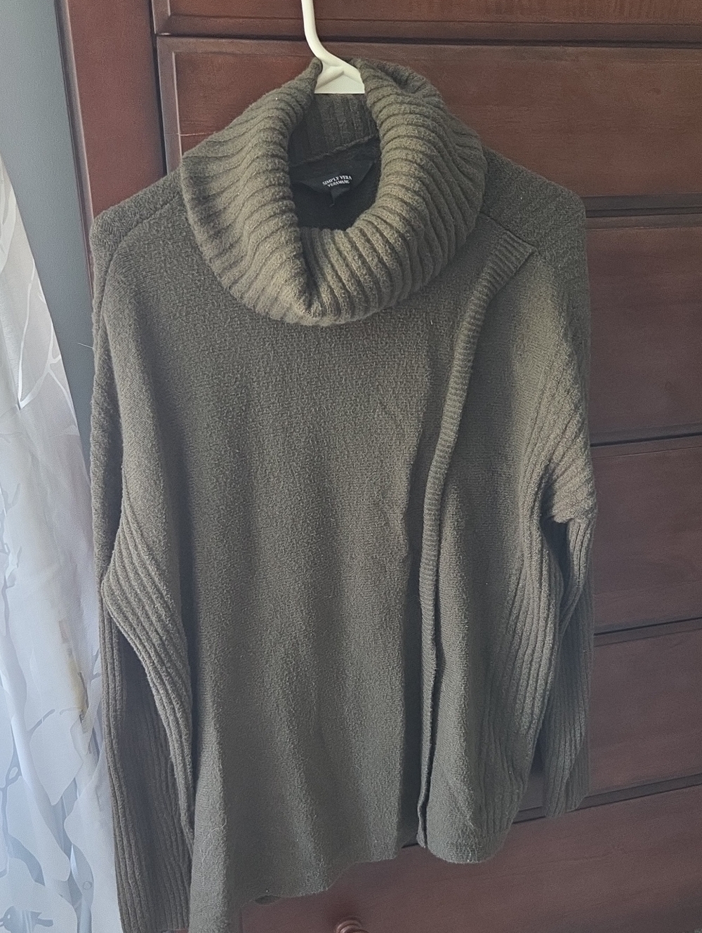 Simply Vera Vera Wang Olive Green Cowl Neck Sweater